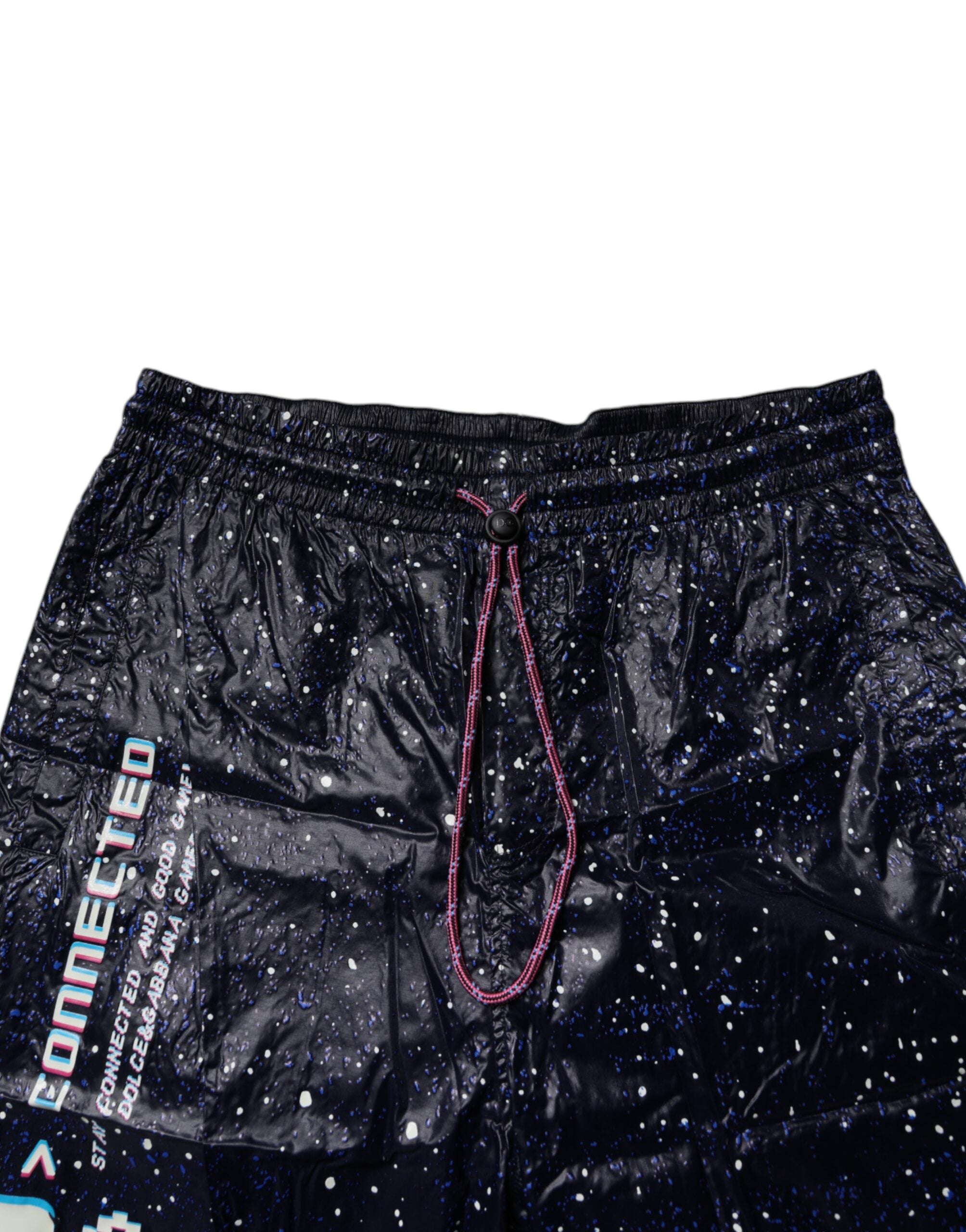 Dark Blue DG Game Print Cotton Jogger Pants
