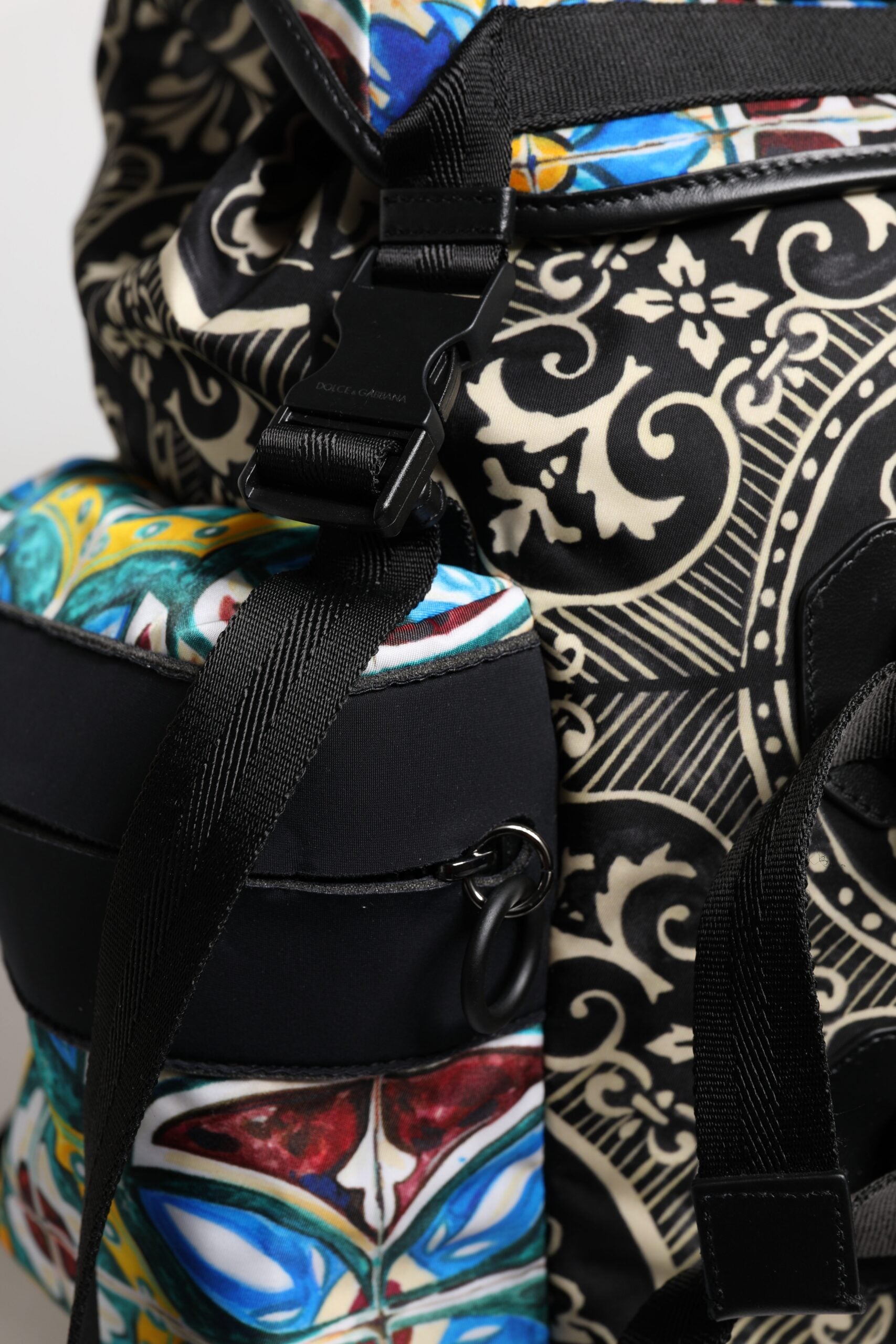 Multicolor Maiolica Print Nylon Backpack Bag