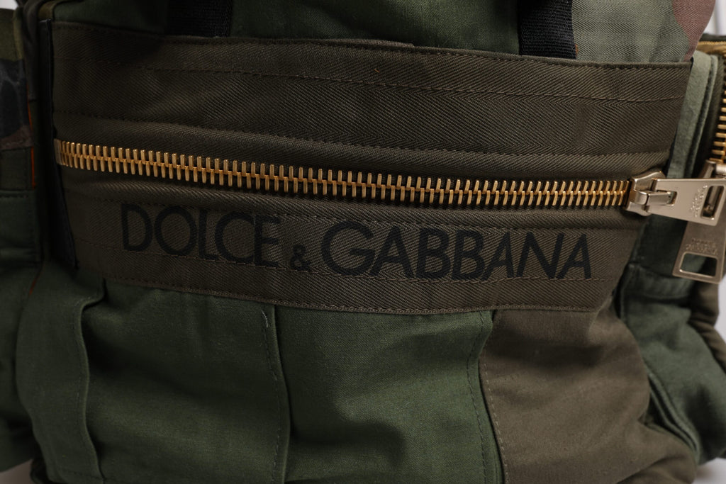 Military Green Patchwork Travel Backpack Bag