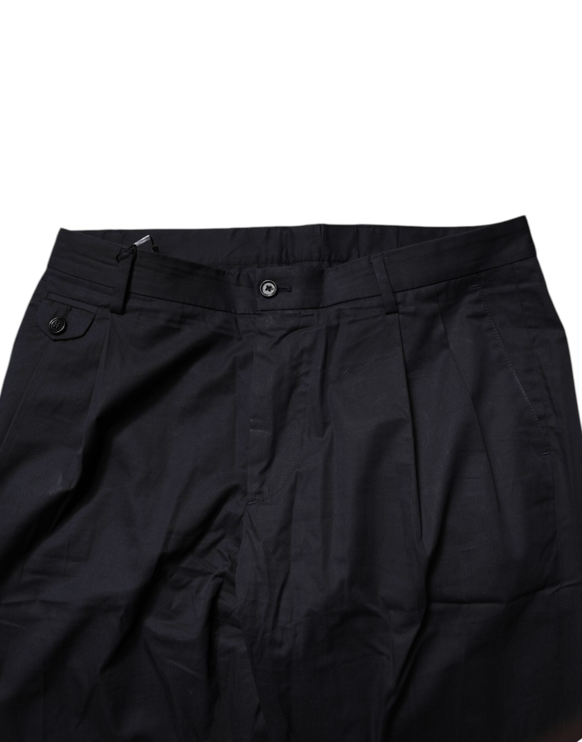 Dark Blue Cotton Tapered Formal Pants