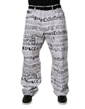 White Logo Print Straight Men Denim Jeans