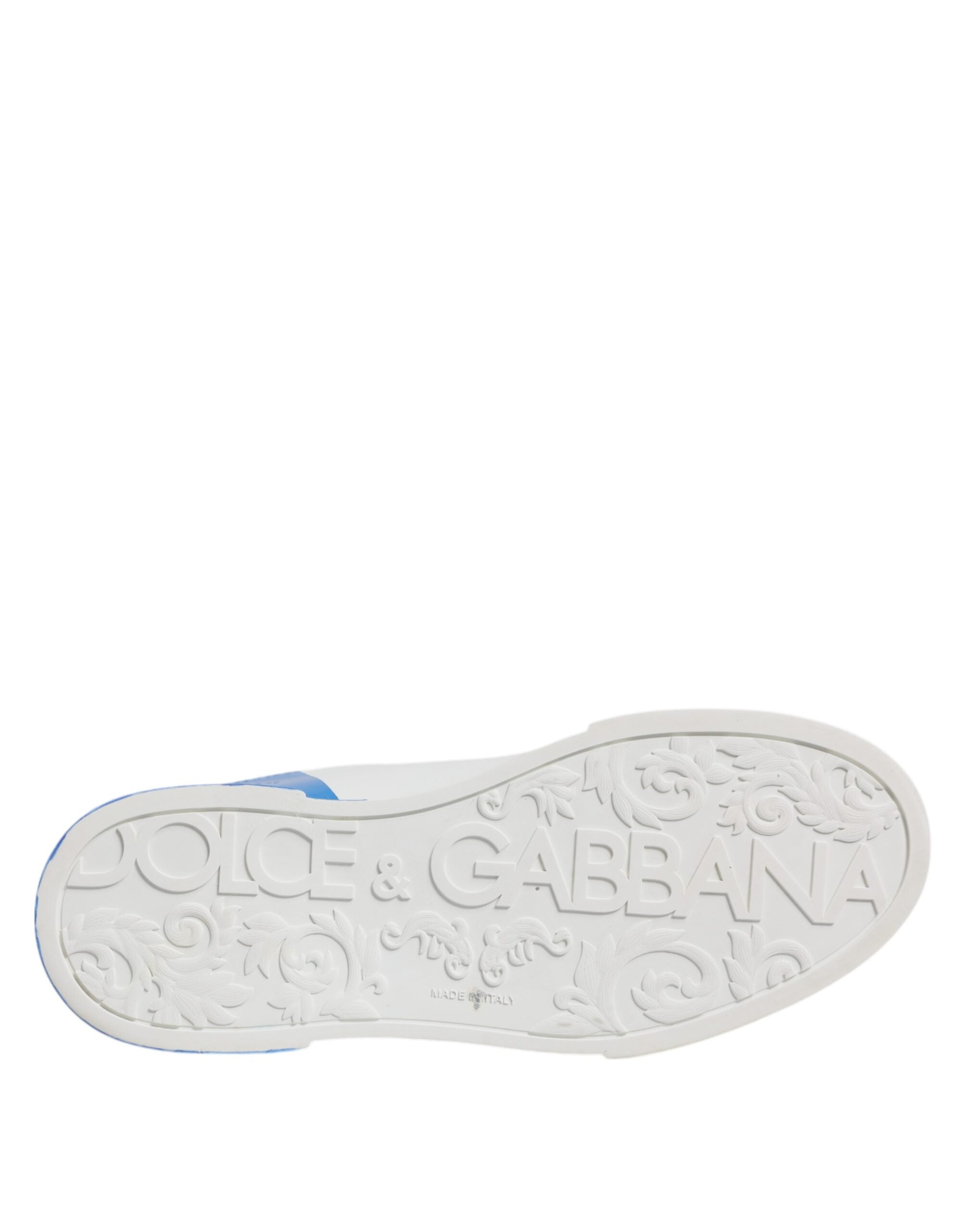 White Blue Leather Logo Low Top Sneakers Shoes