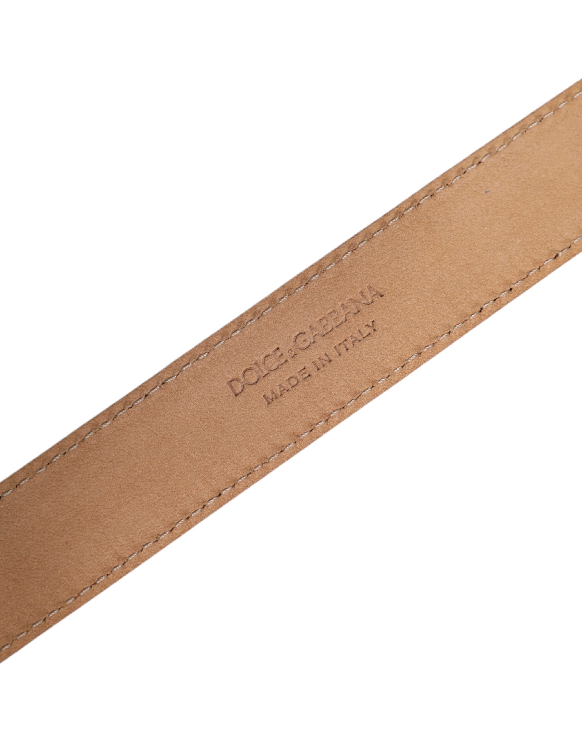 Metallic Yellow Leather Metal Logo Buckle Belt