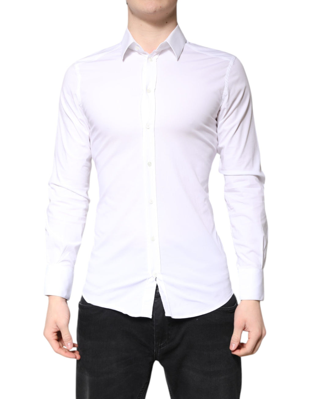 White Cotton GOLD Dress Formal Collared Shirt