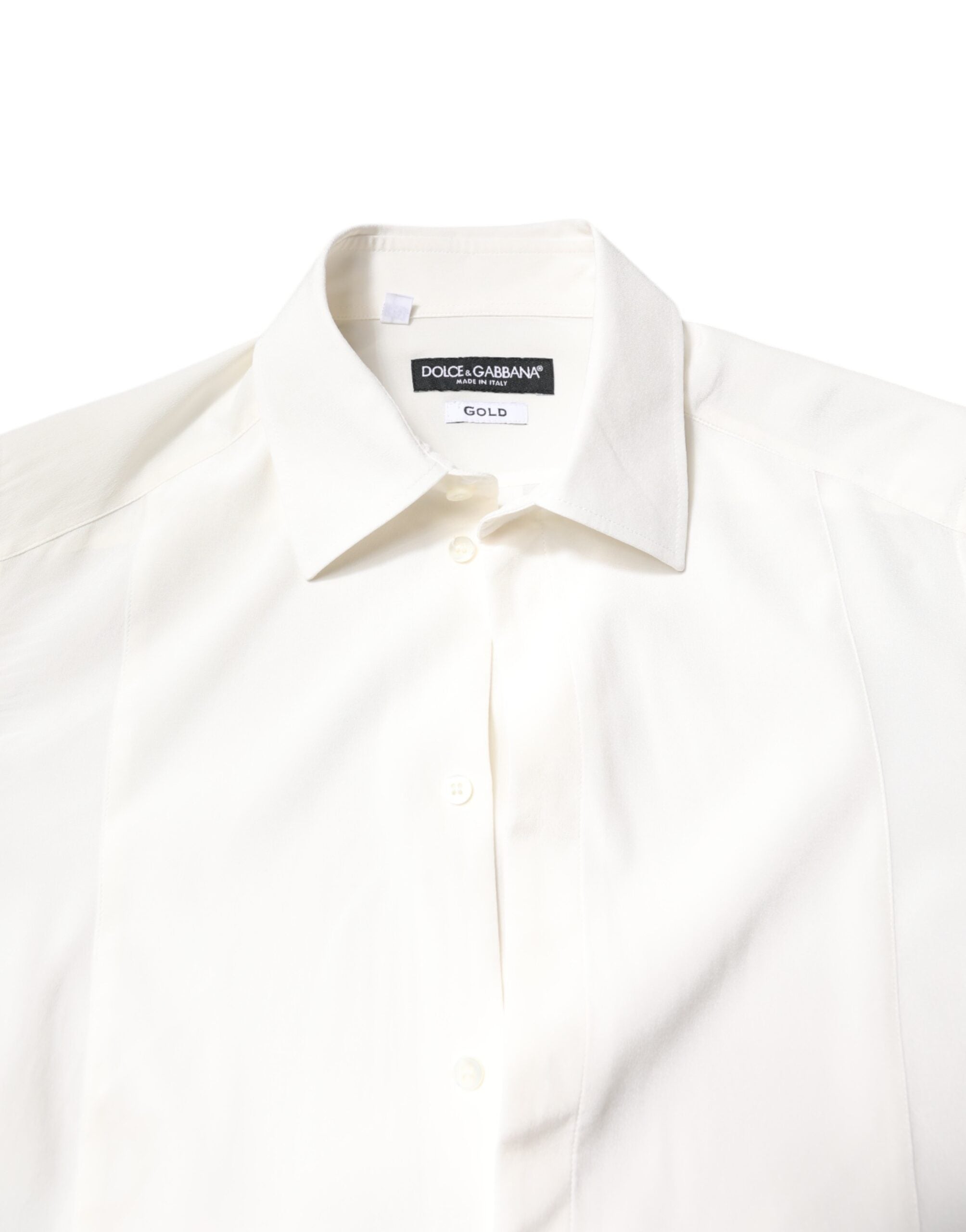 White Silk GOLD Dress Formal Collared Shirt