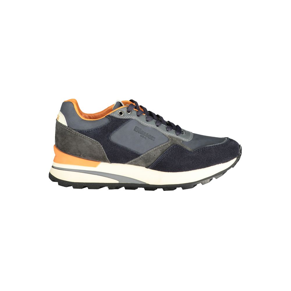 Blue Polyurethane Men Sneaker