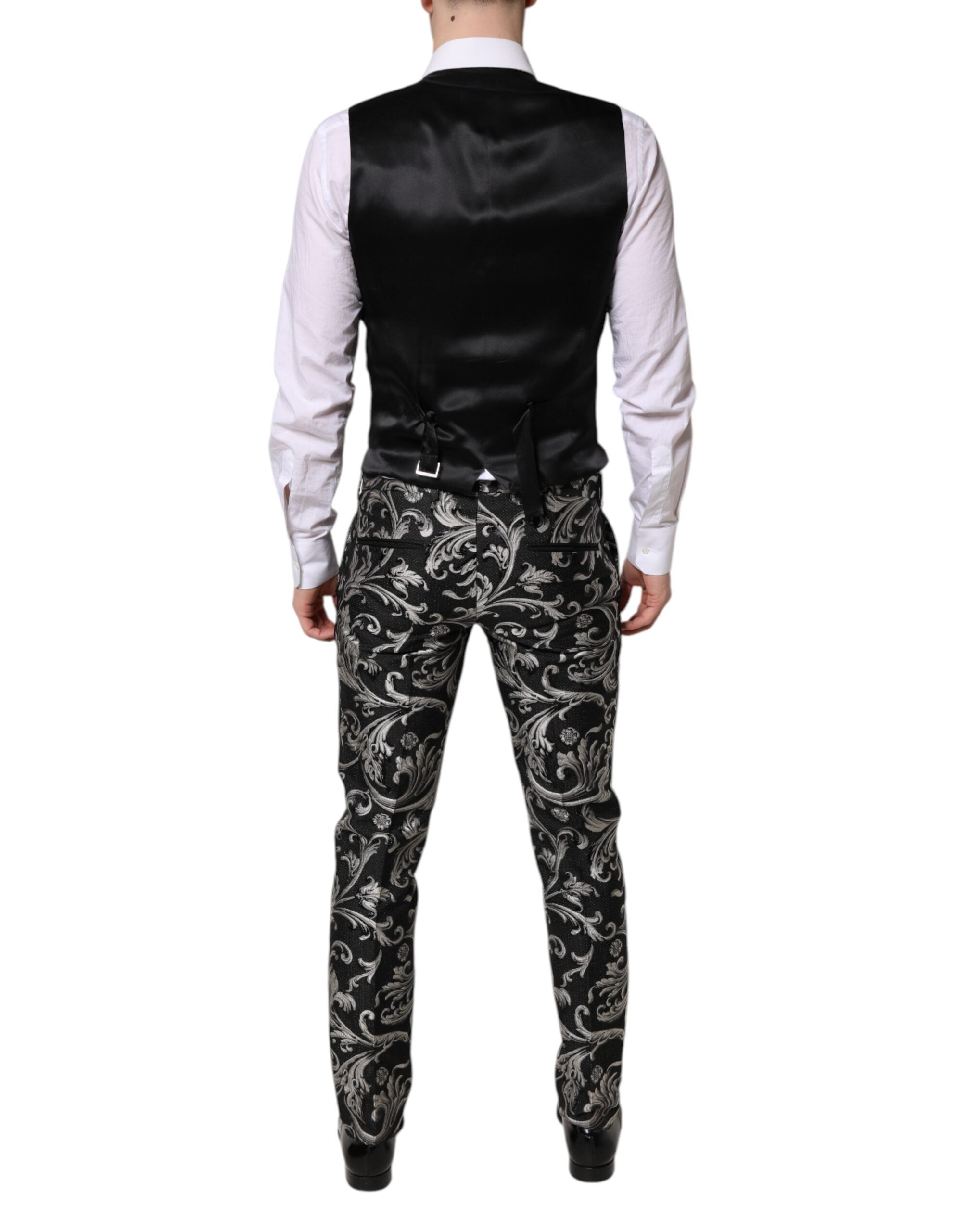Black Gray MARTINI Jacquard Men 3 Piece Suit