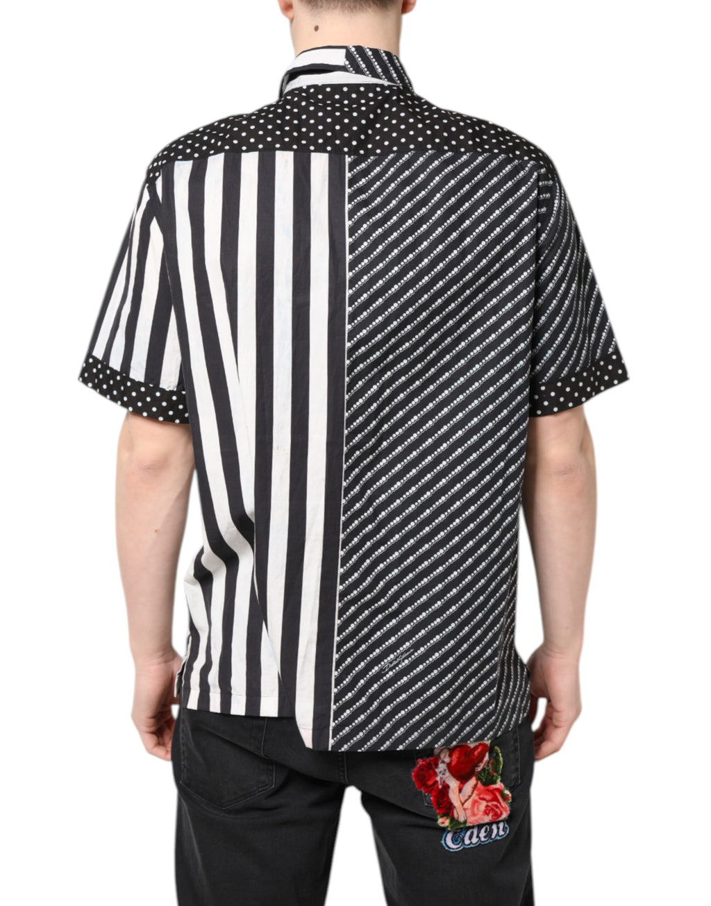 Black White Stripe Button Down Casual Shirt