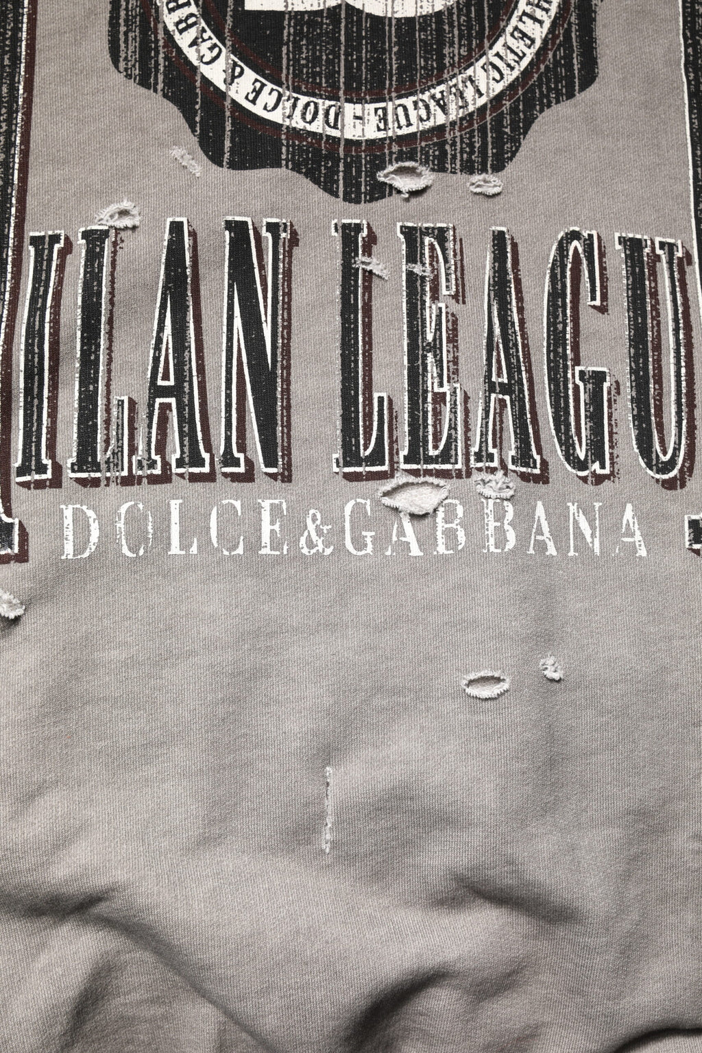 Gray Logo Print Crew Neck Pullover Sweater