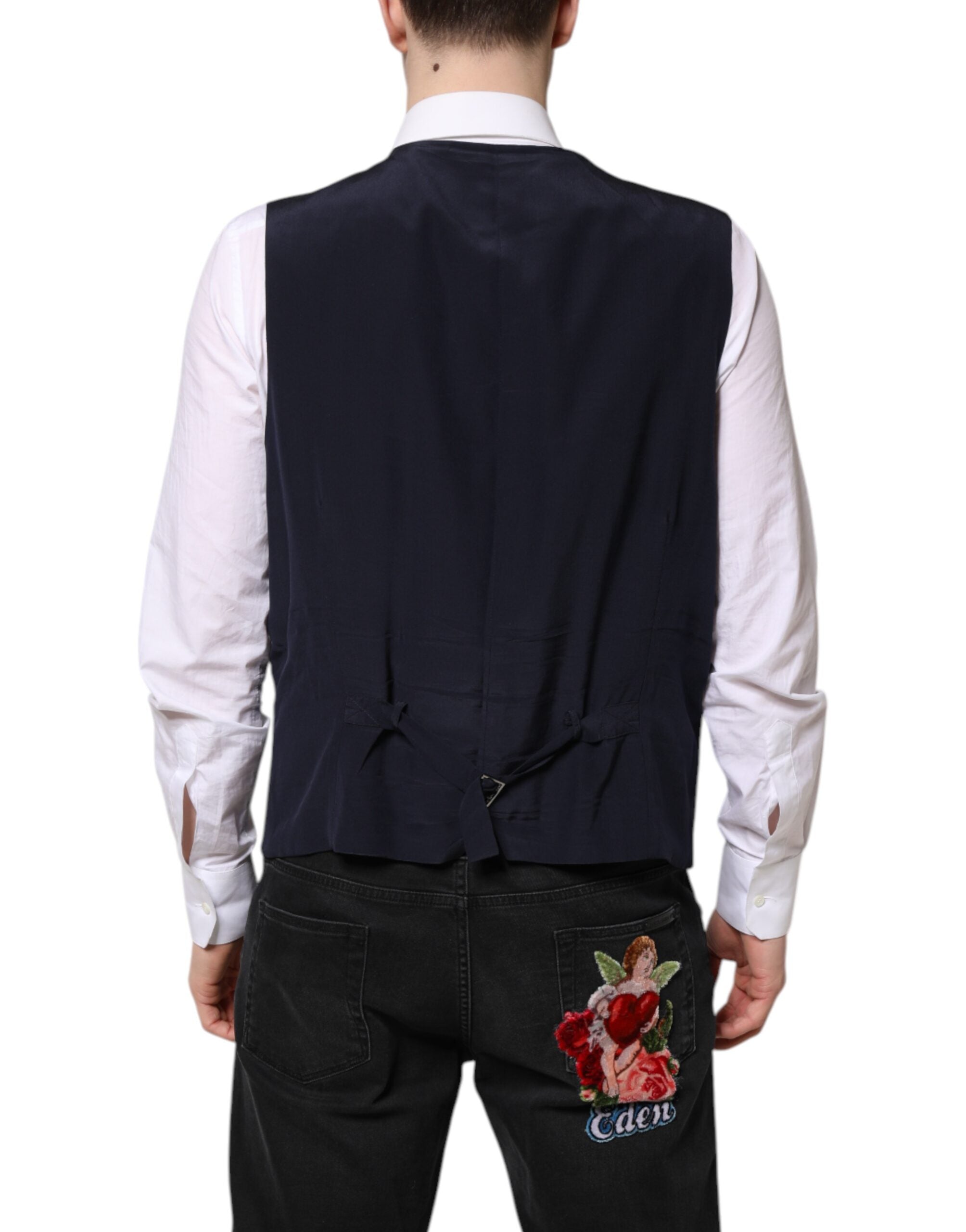 Black Wool Waistcoat Dress Formal Vest