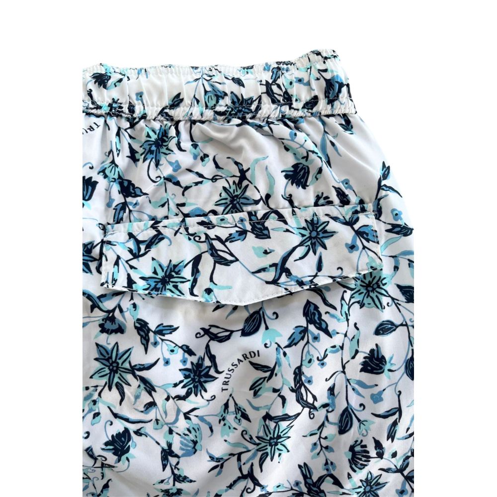 White Polyester Men Swim Shorts