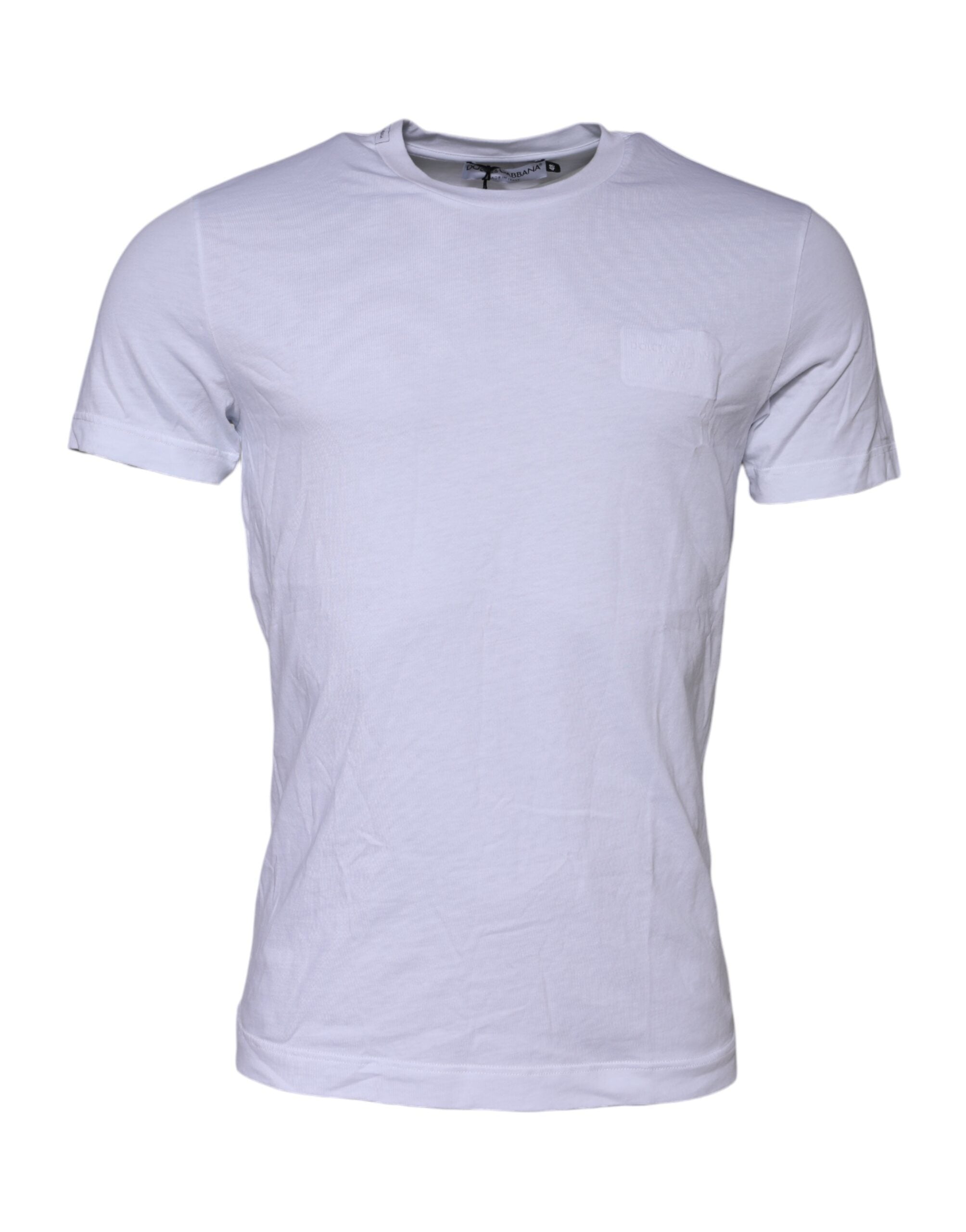 White Cotton Logo Patch Crew Neck T-shirt