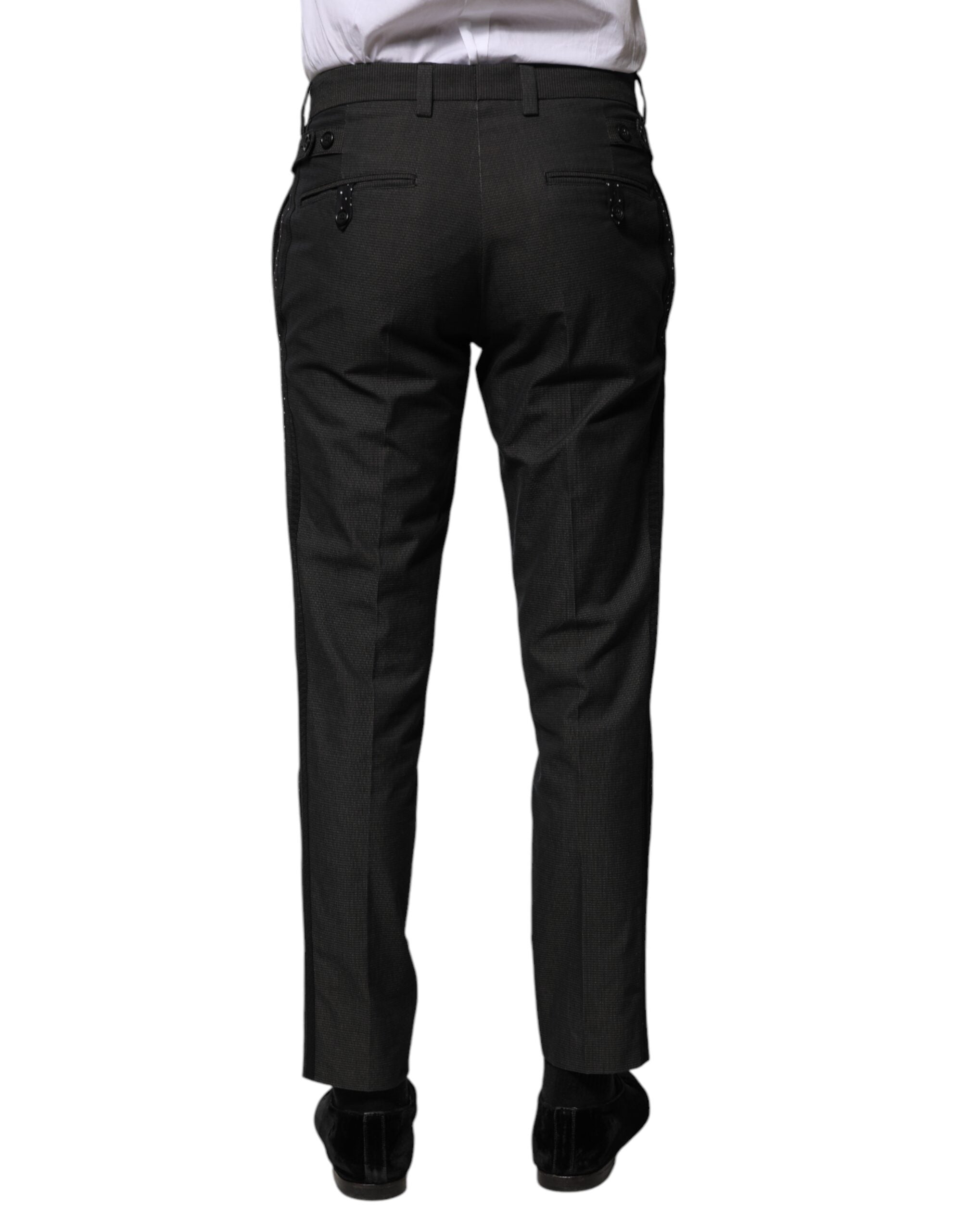 Gray Cotton Patterned Formal Pants