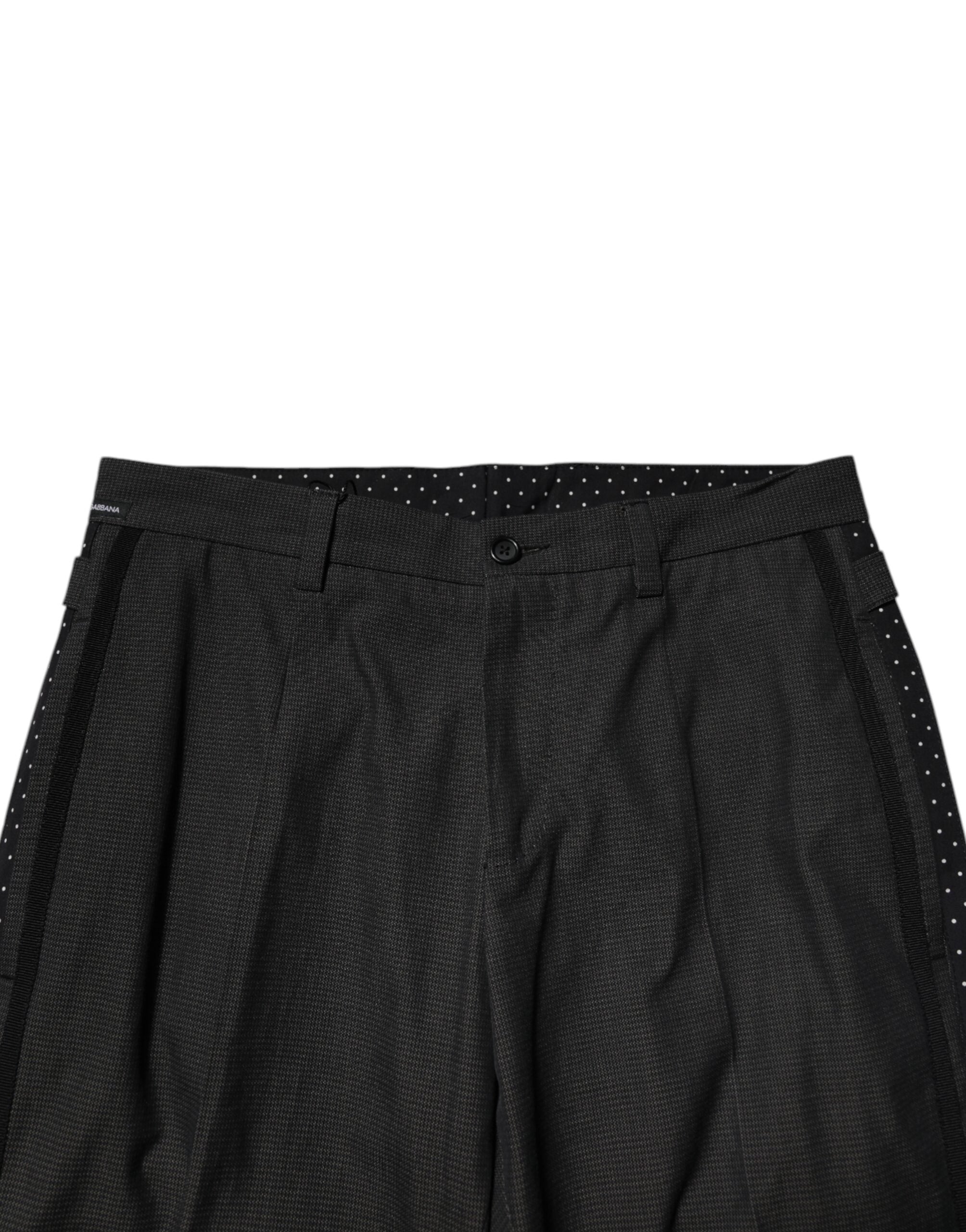 Gray Cotton Patterned Formal Pants