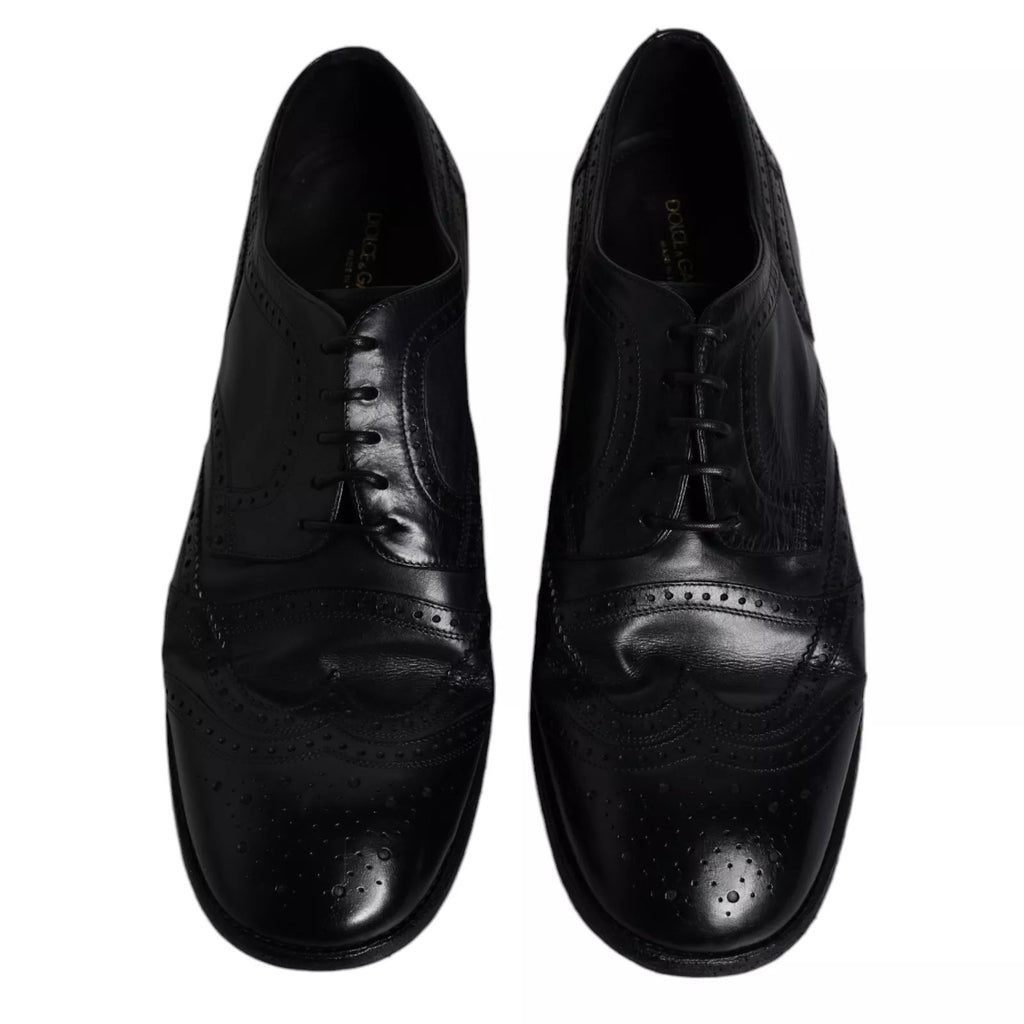 Dark Blue Leather Derby Wingtip Formal Shoes