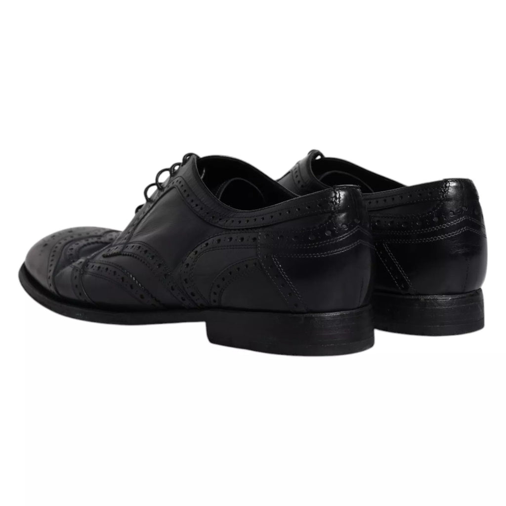Dark Blue Leather Derby Wingtip Formal Shoes
