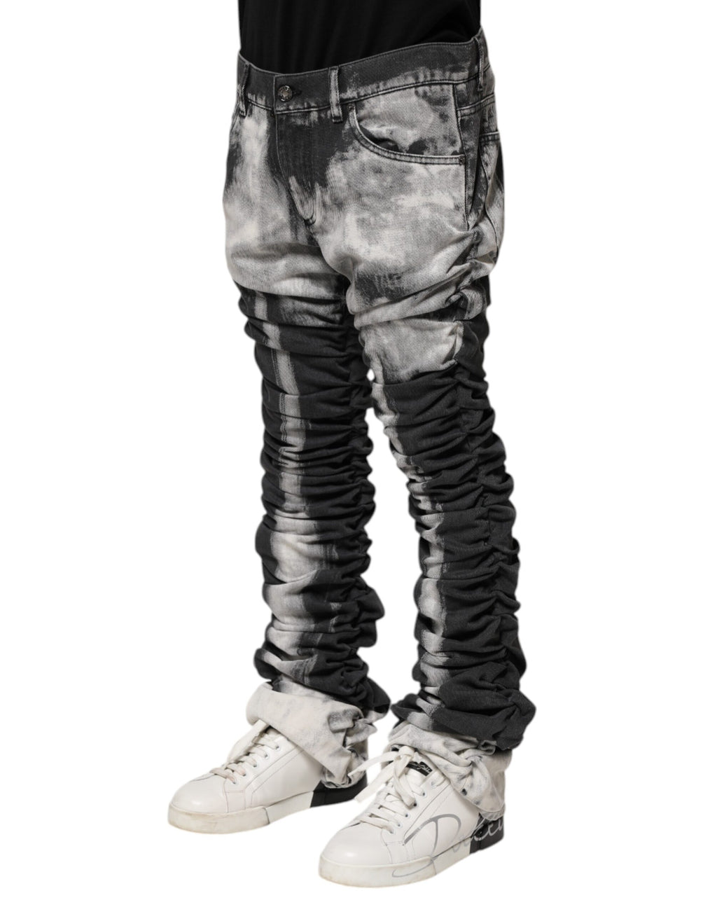 Black Tie Dye Straight Denim Jeans