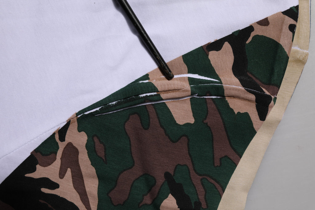 White Camouflage Cotton Men Crew Neck T-shirt