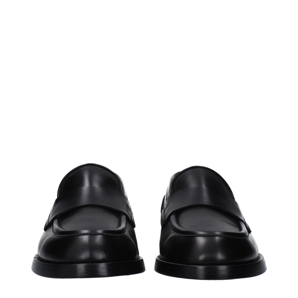 Black Leather Slip-On Loafers