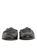 Black Leather Slip On Men Flat Loafers Shoes