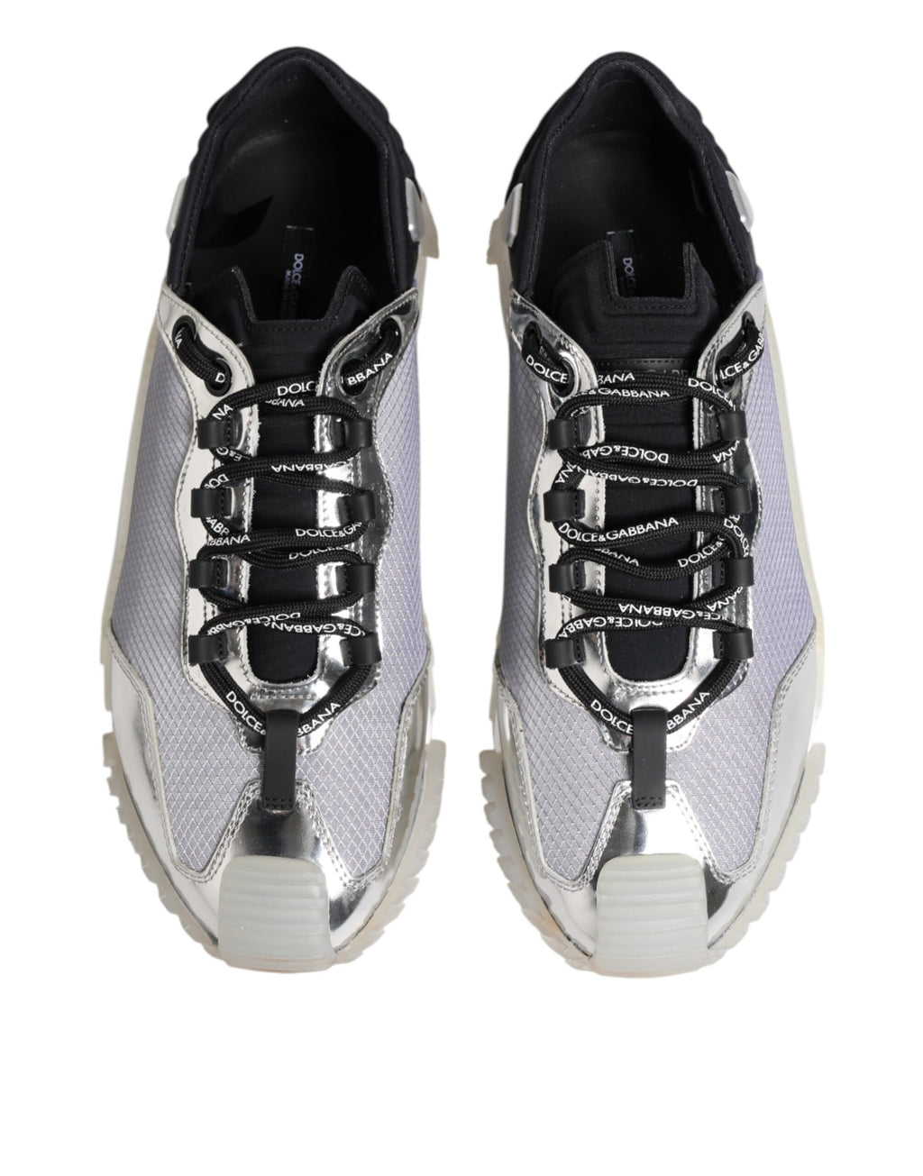 Silver Black Nylon NS1 Low Top Sneakers Shoes