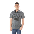 "Gray Cotton Men's Shirt with Italian Collar"