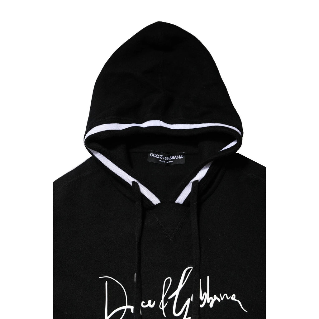 Black Hooded Logo Print Sweatshirt Sweater
