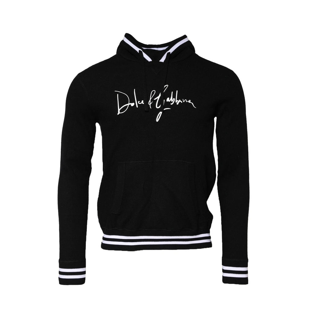 Black Hooded Logo Print Sweatshirt Sweater