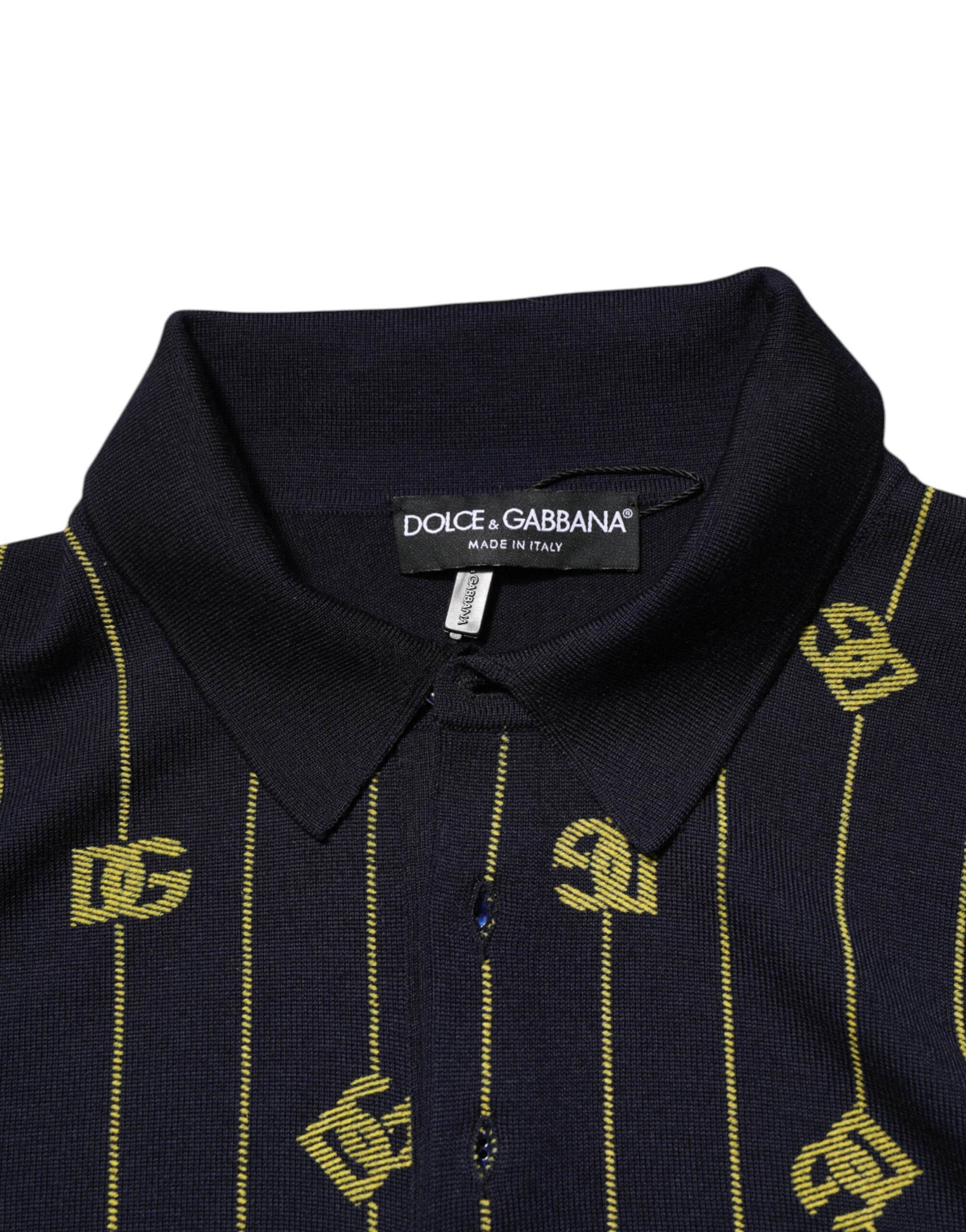 Black Logo Jacquard Knitted Polo Shirt T-shirt