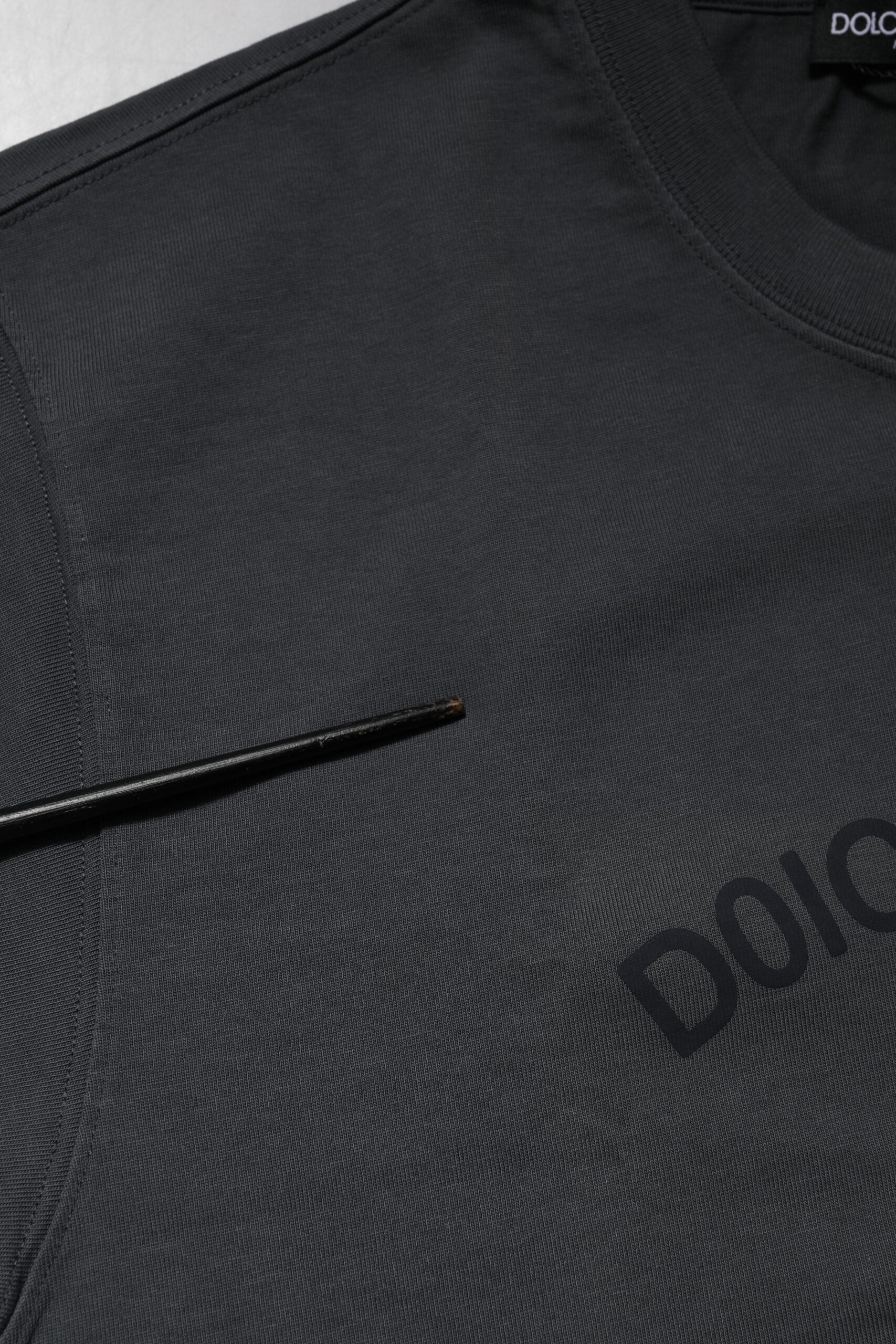 Gray Logo Graphic Cotton Crew Neck T-shirt