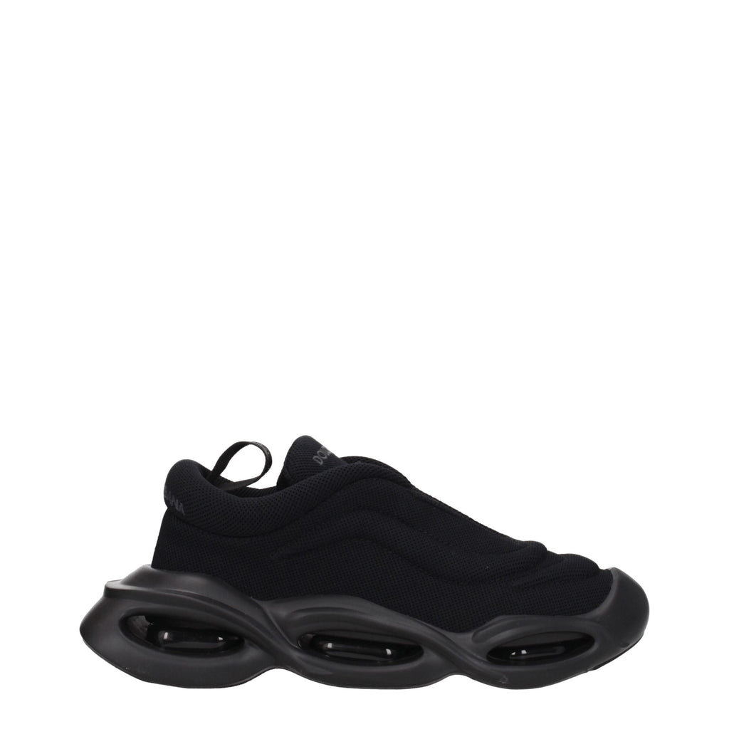 Black Fabric Chunky Sneakers