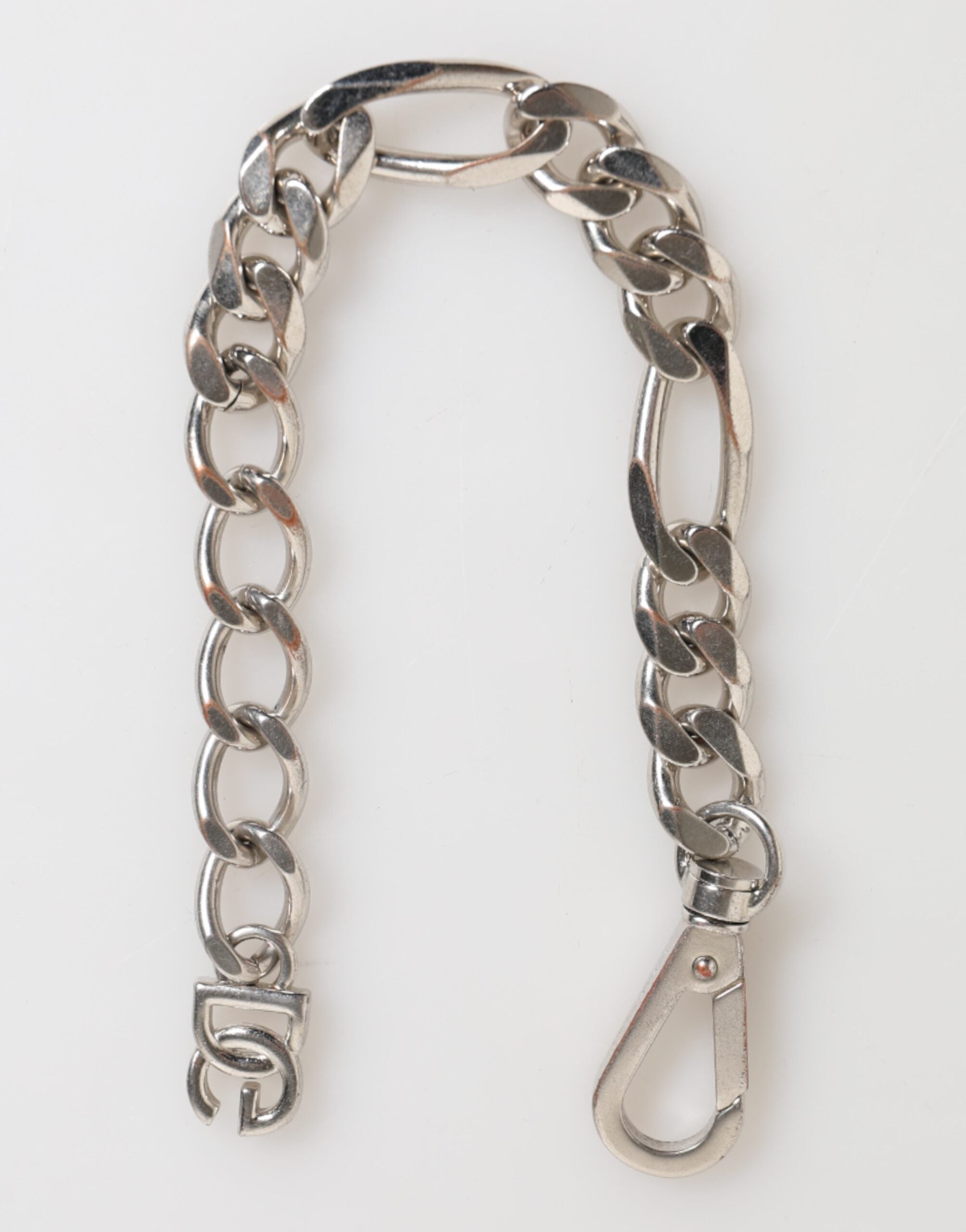 Silver Tone Brass Chain Lobster Clasp DG Logo Bracelet