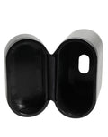 Black Leather Logo Print Flip Holder Men Airpods Case