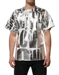 White Metallic Print Cotton CrewNeck T-shirt