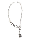 Silver Tone Metal Chain DG Logo Pendant Men Necklace