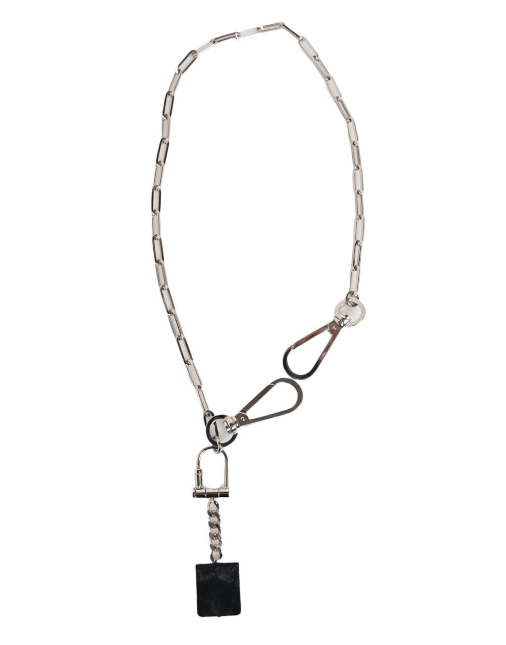 Silver Tone Metal Chain DG Logo Pendant Men Necklace