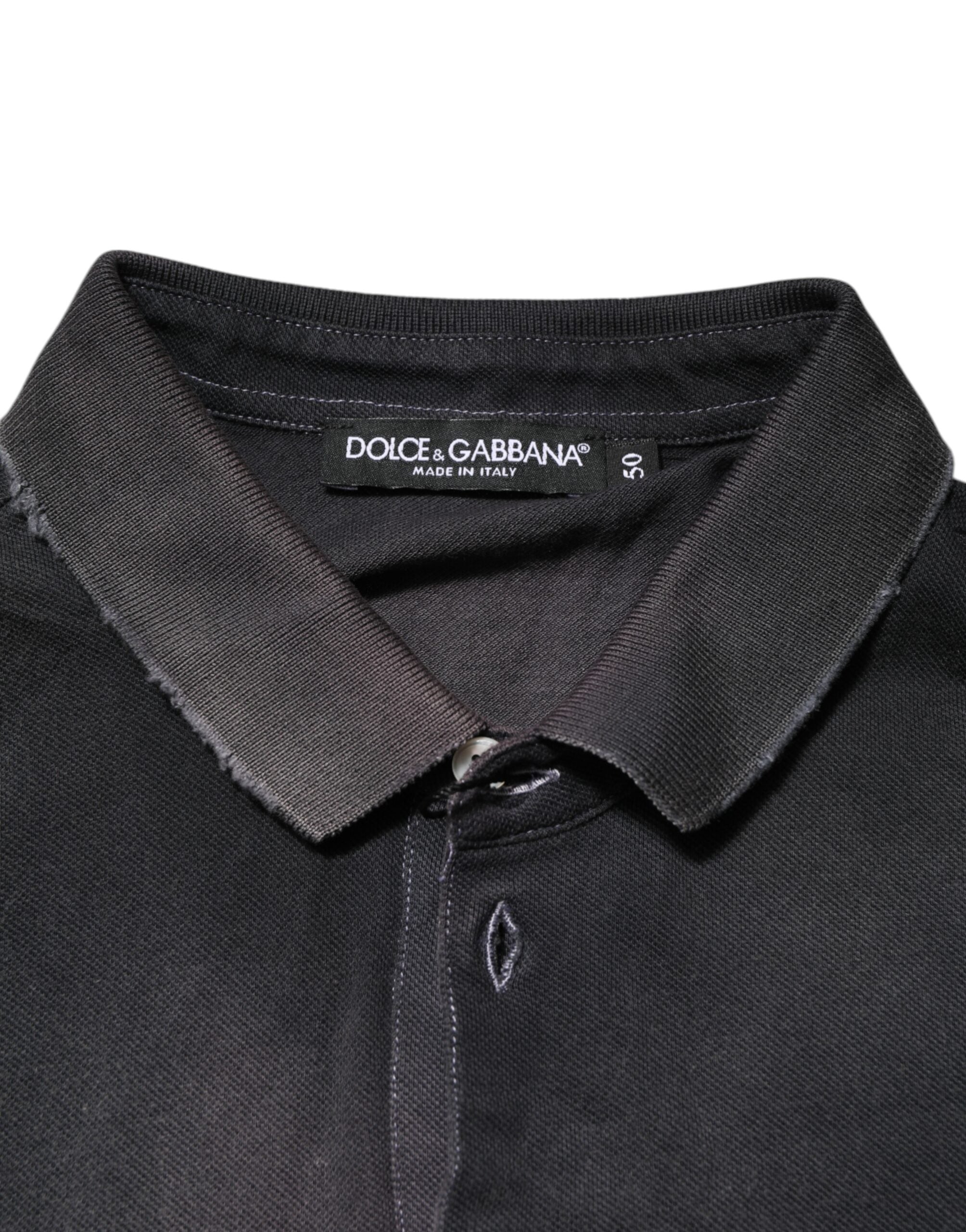 Gray Cotton Crown Collared Men Polo T-shirt