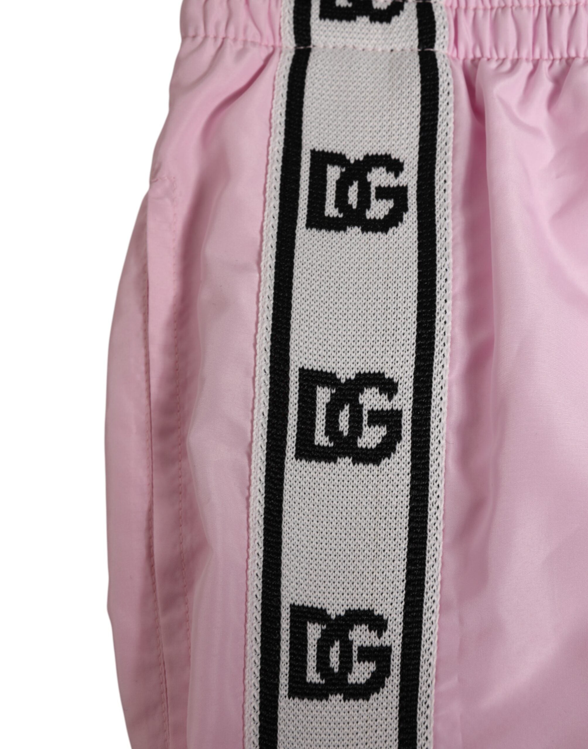 Pink Nylon Logo Side Stripe Beachwear Men Swimwear