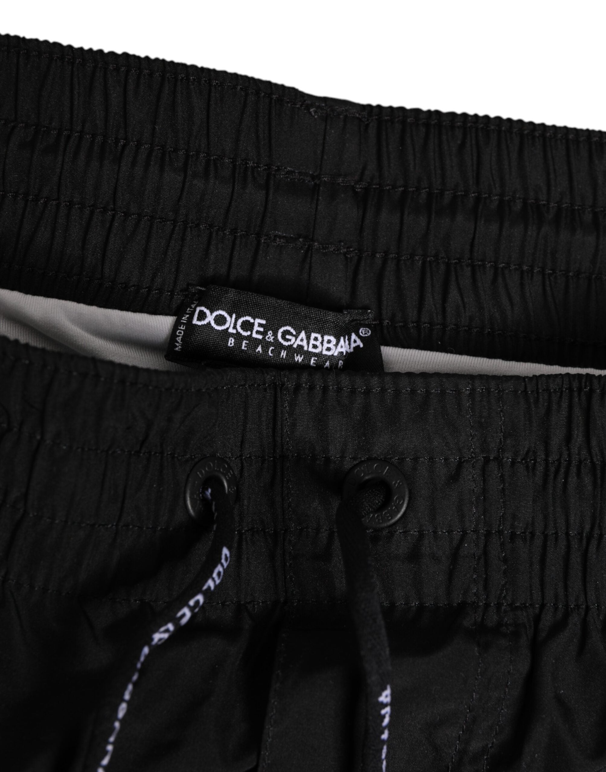 Black White Striped DG Logo Men Short  Swimwear