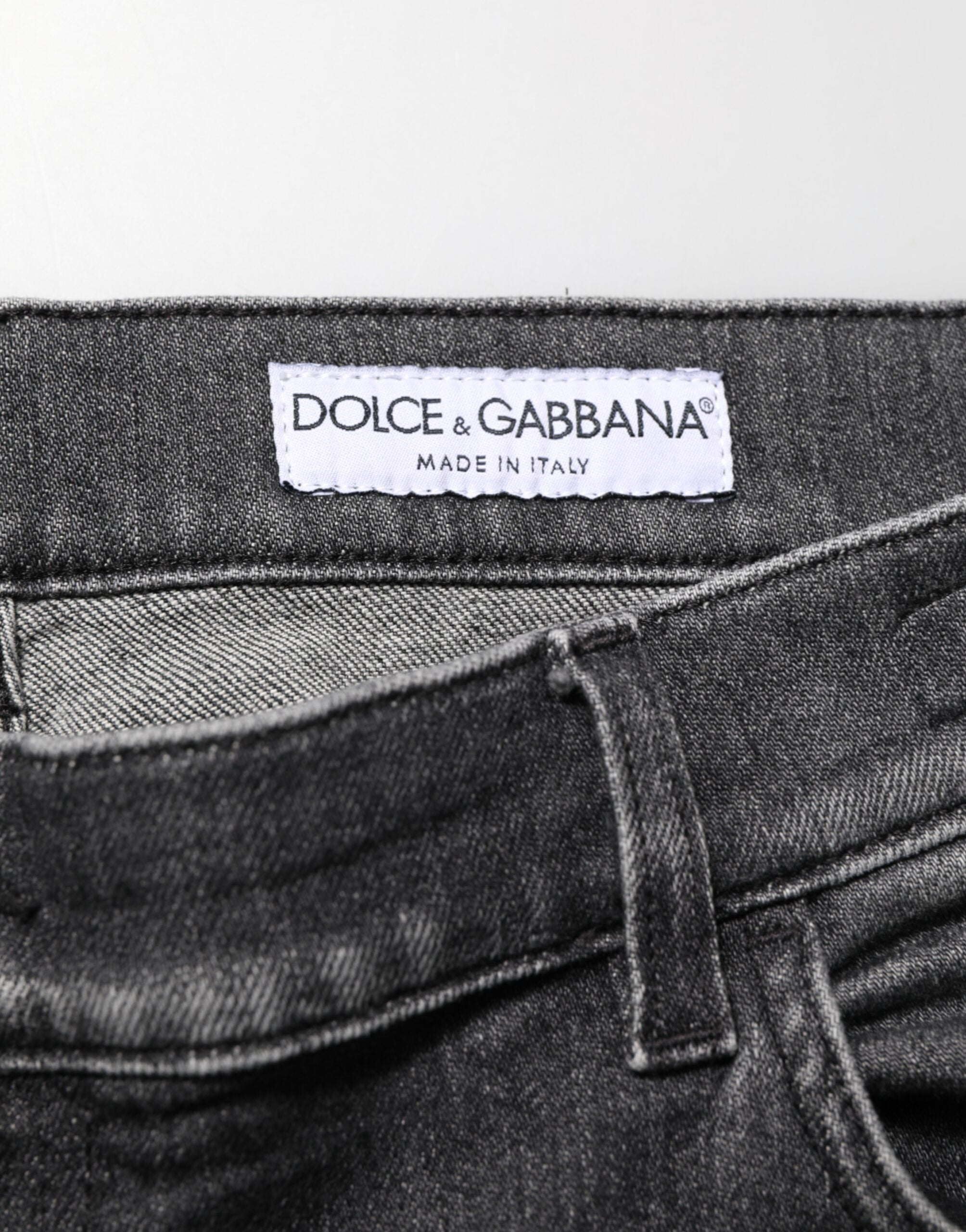Black Gray Wash Slim Fit Straight Leg Denim Jeans