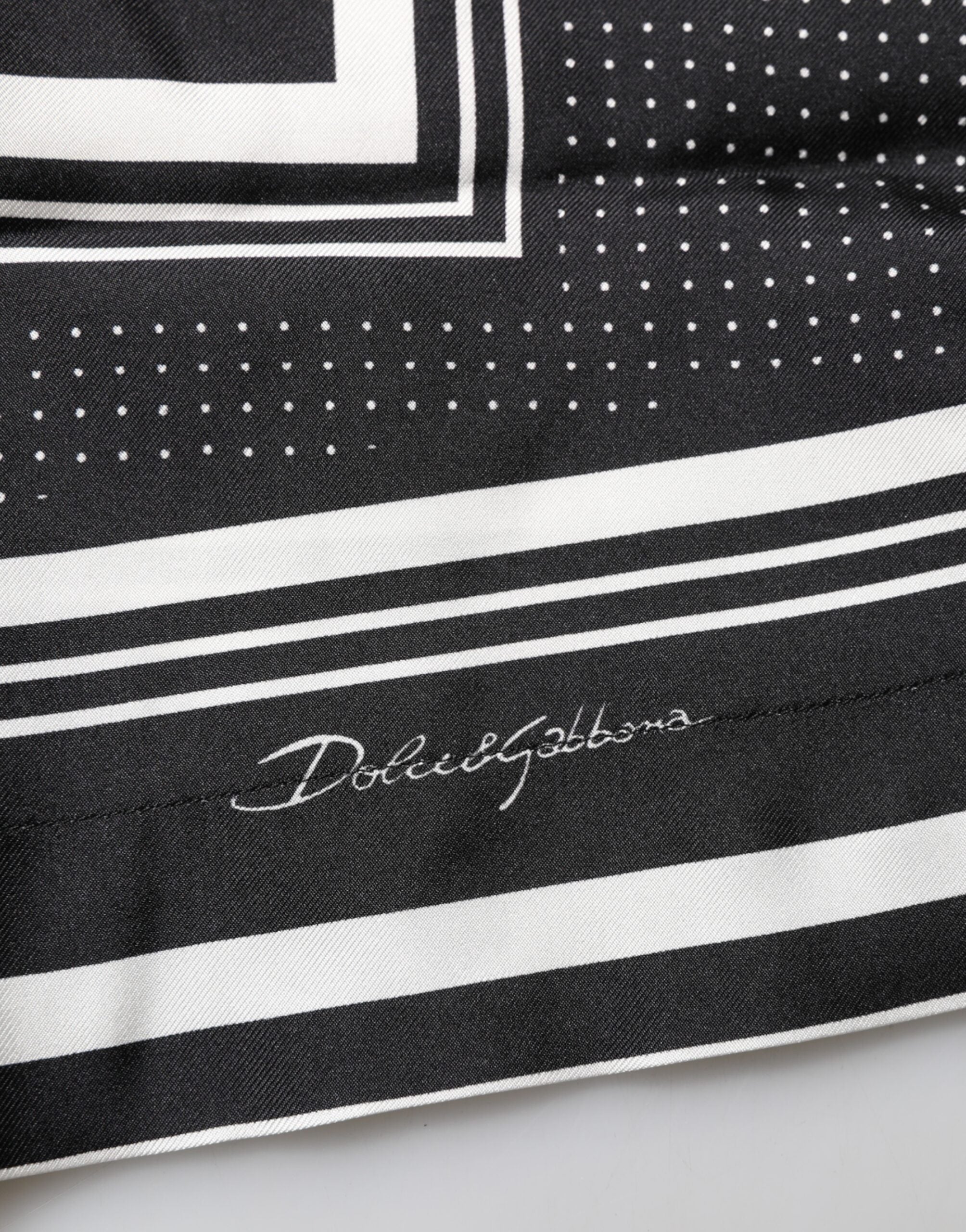 Black White StripeDot Print Casual Polo Shirt