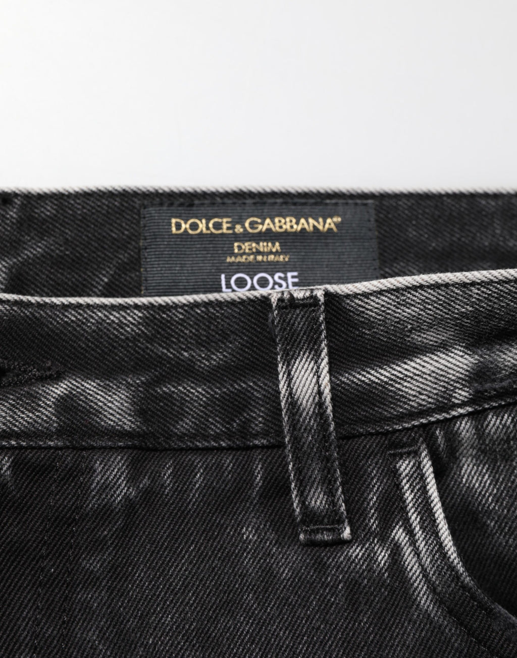 Black Washed Ripped Loose Cotton Denim Jeans