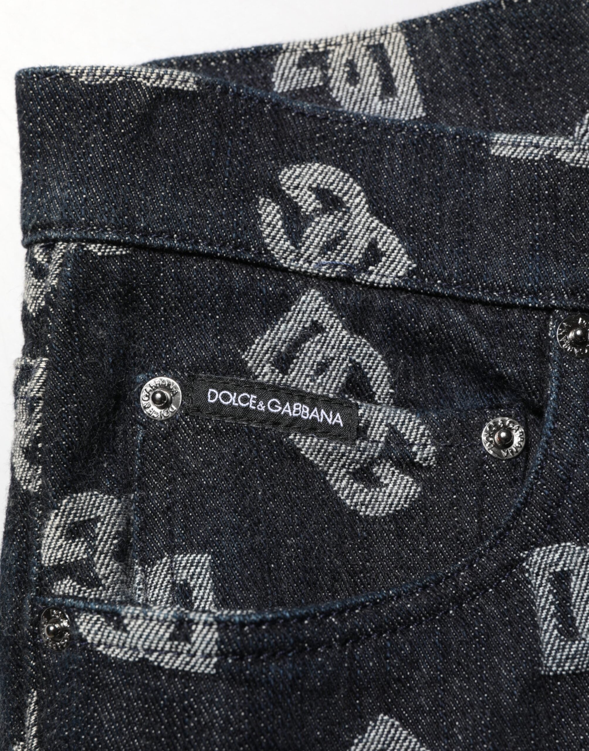Black DG Monogram Cotton Skinny Denim Jeans