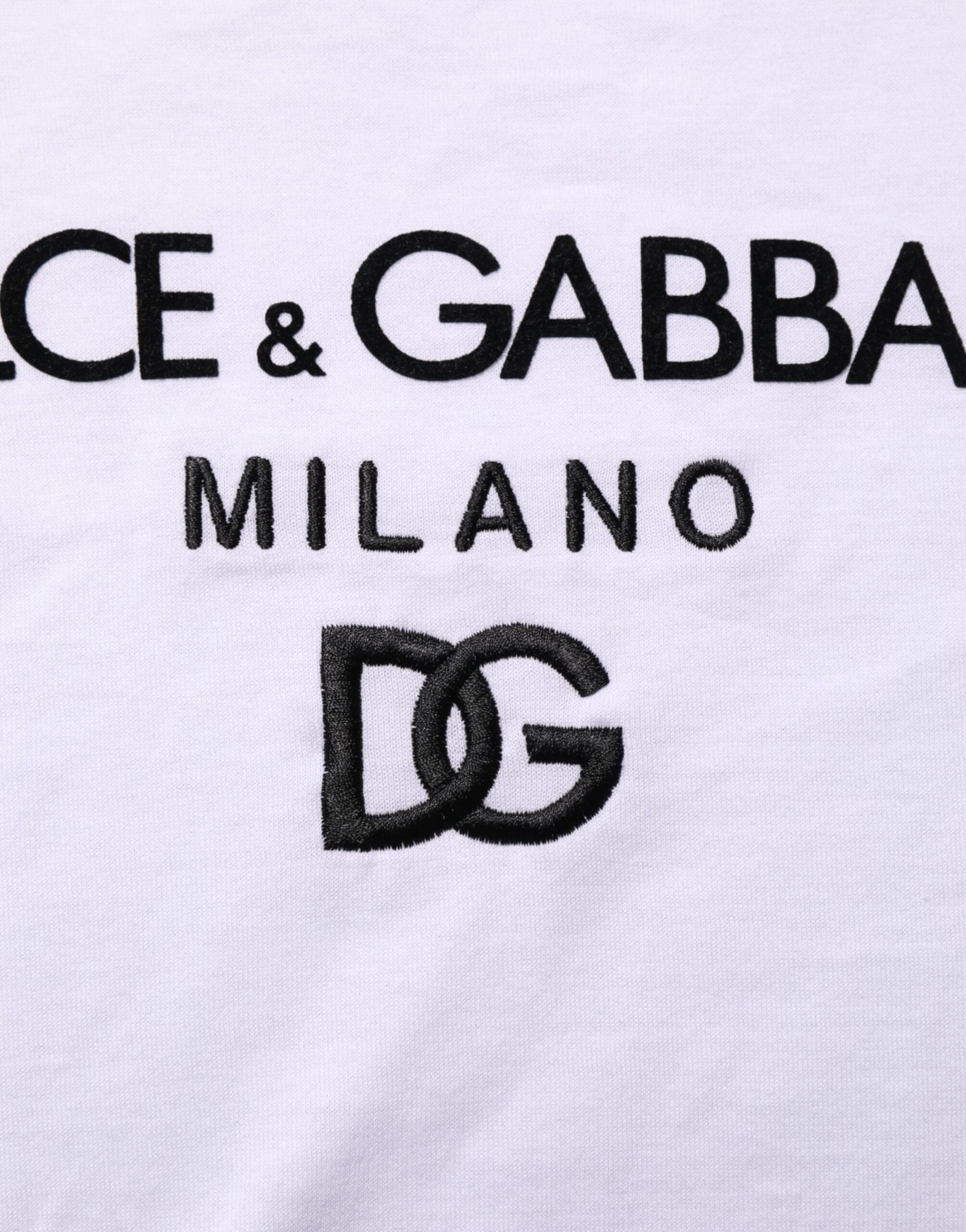 White Logo Print Cotton Men Crew Neck T-shirt