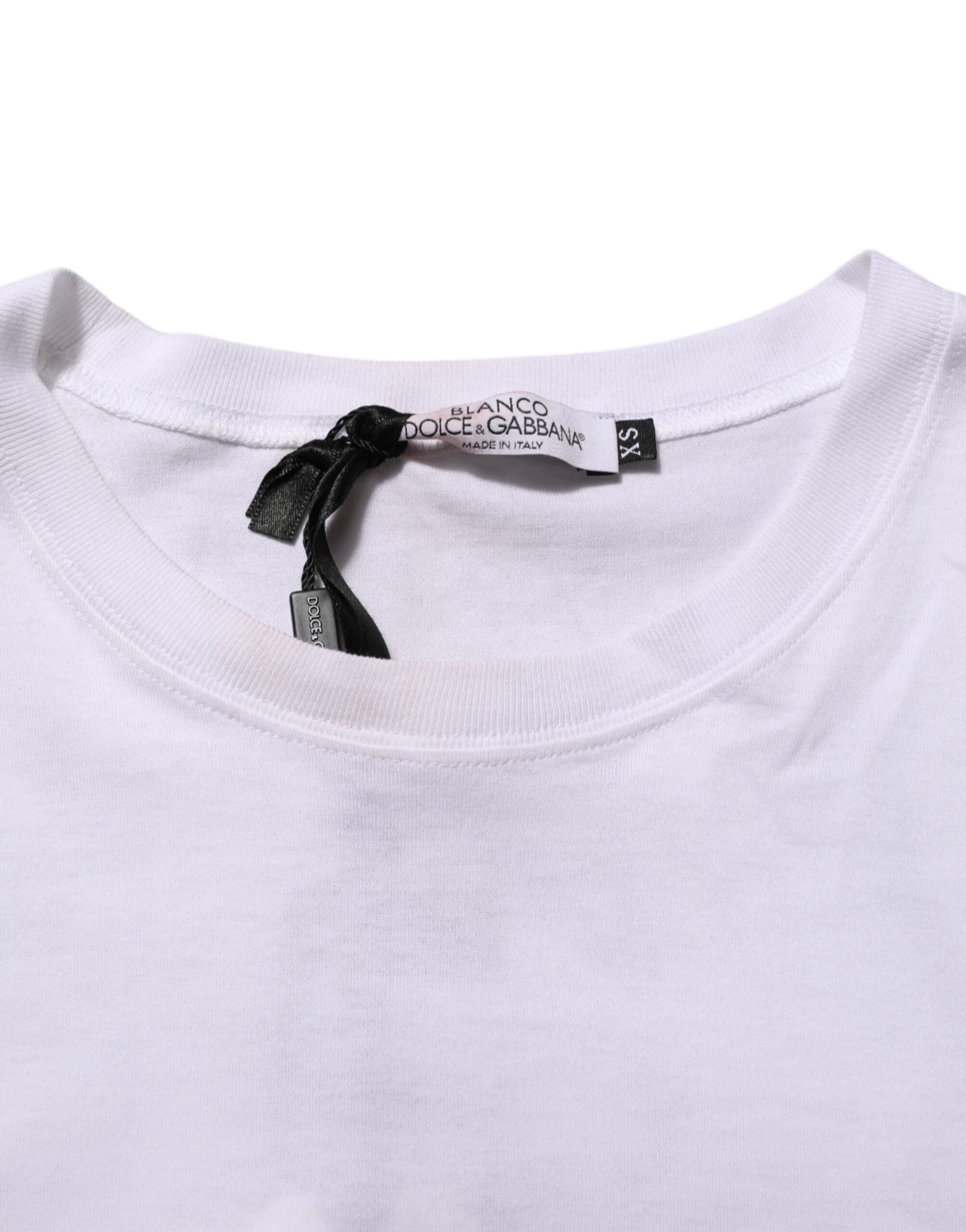 White Angel Print Cotton Men Crew Neck T-shirt