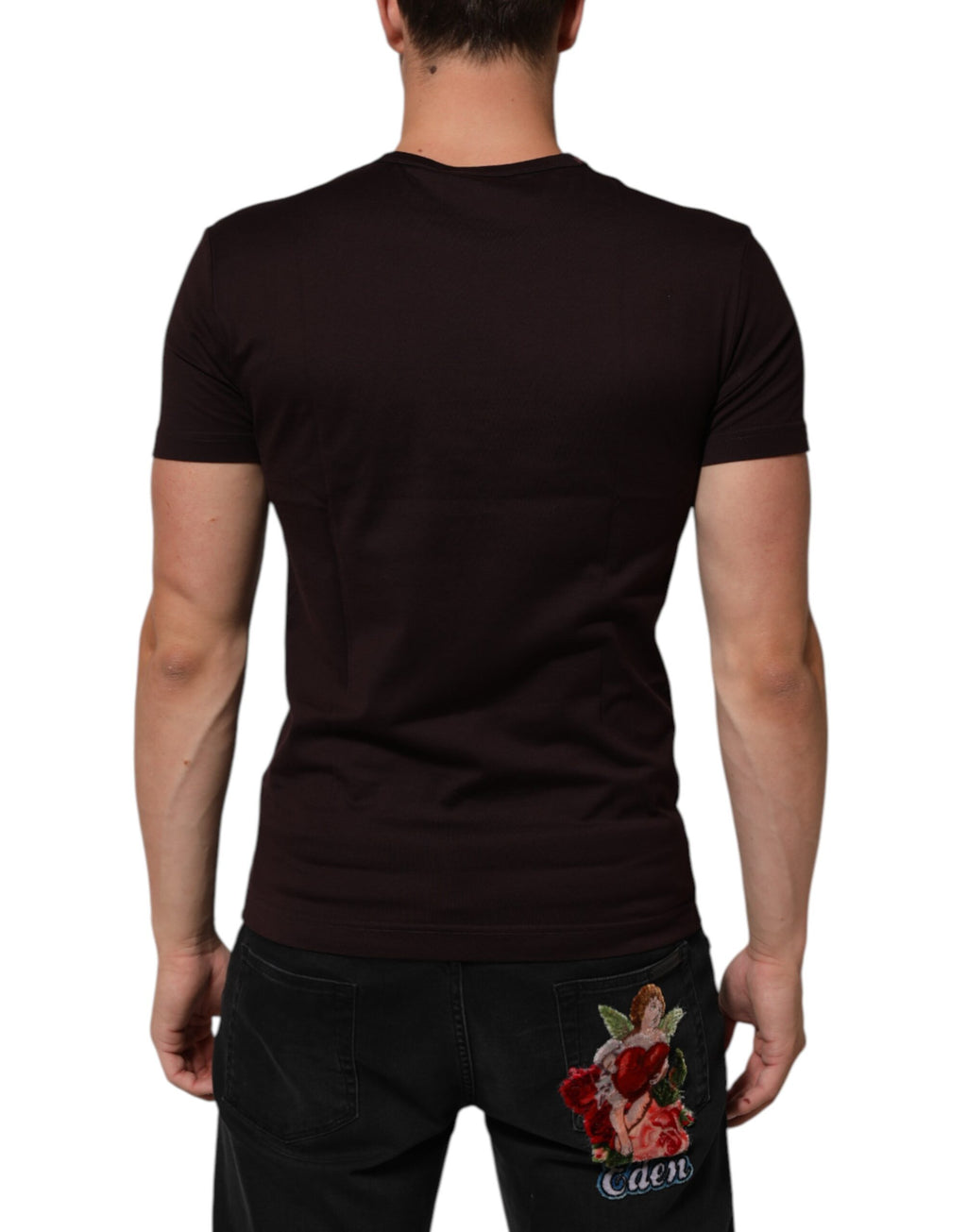 Brown Logo Plaque Cotton Crew Neck T-shirt