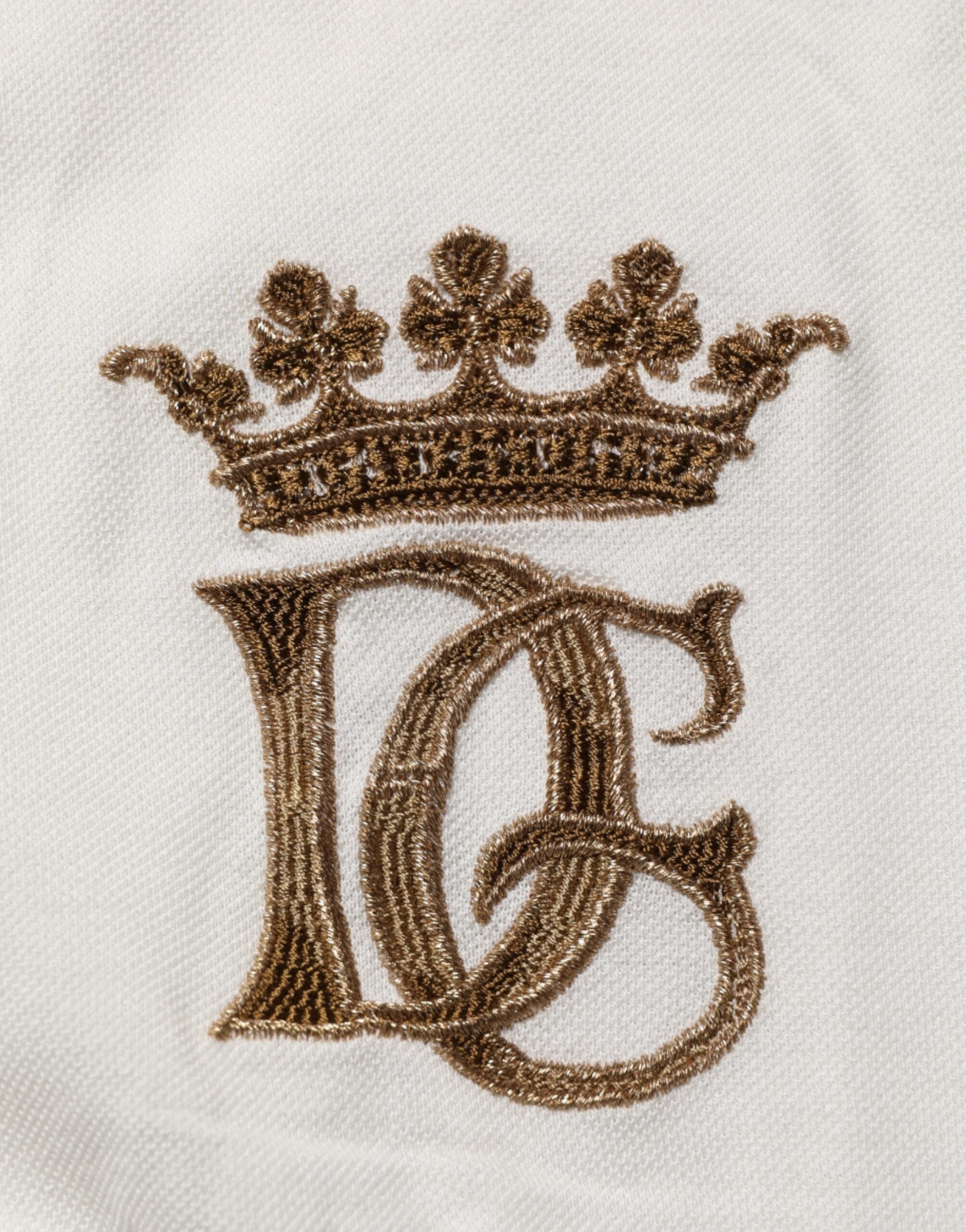 White Logo Embroidery Cotton Polo T-shirt