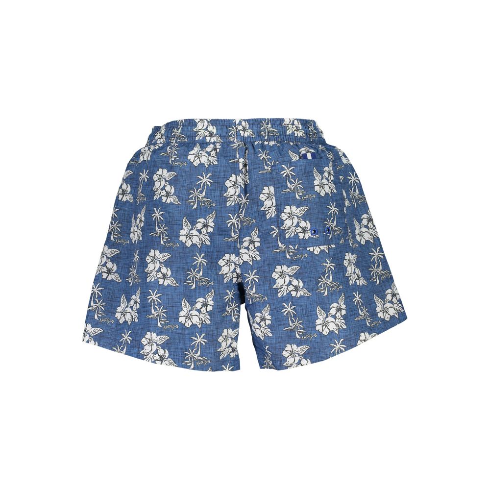 Blu Polyester Men Swim Boxer