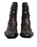 Black Crystal Embellished Men Short Boots Shoes