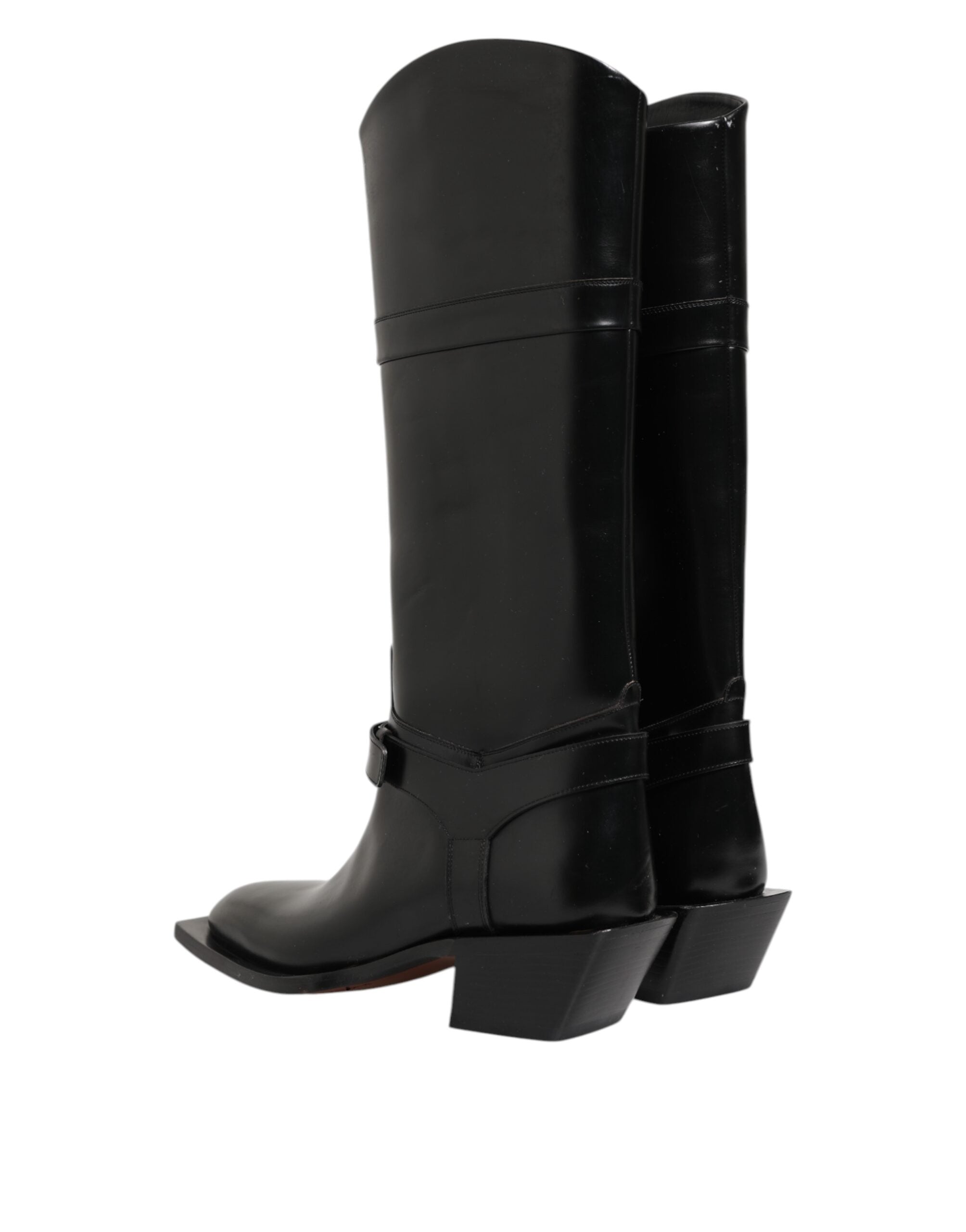 Black Logo Plaque Over The Calf Boots Shoes